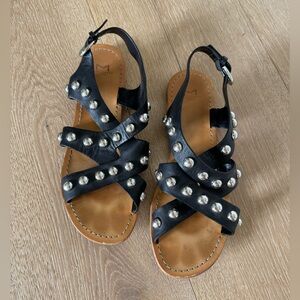 Marc Fisher Black and Silver Studded Sandals